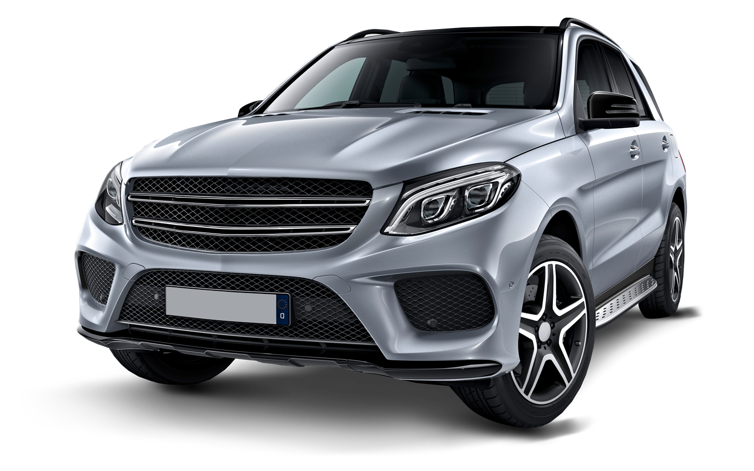 Silver SUV with a sporty design, shown from a front angle, featuring export license plates - symbolizing modern, reliable vehicle exports.